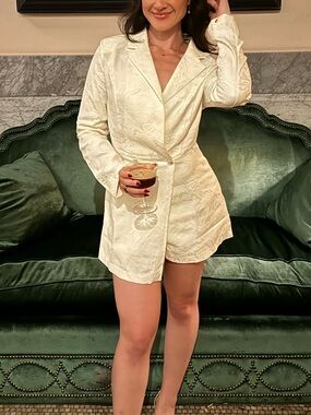 Lulu's Cream Jacquard Blazer Romper